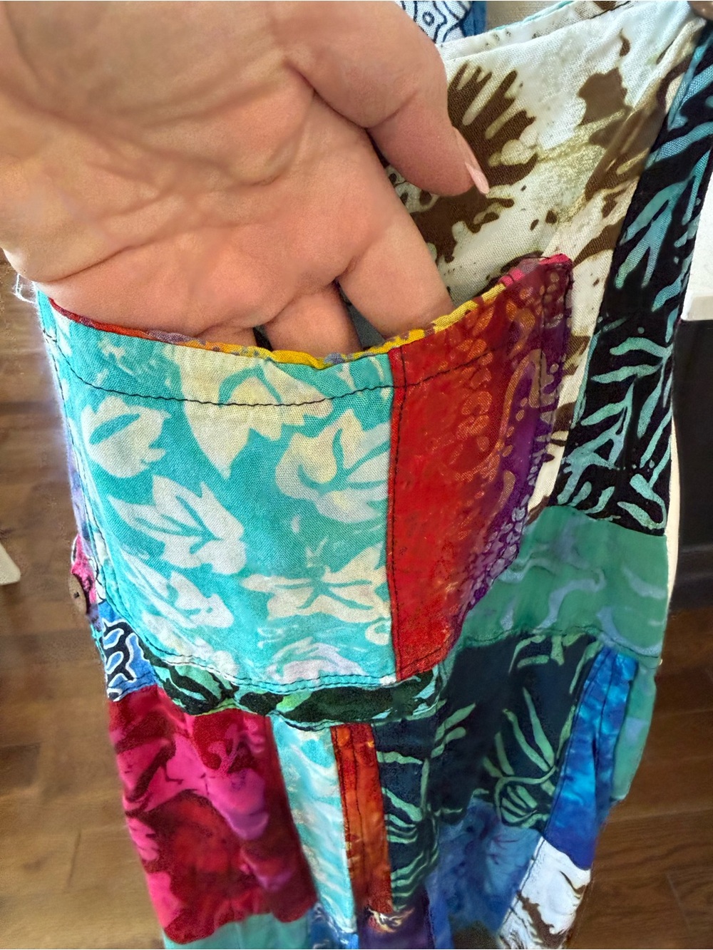 Colorful Patchwork Overalls size small - Picture 6 of 12